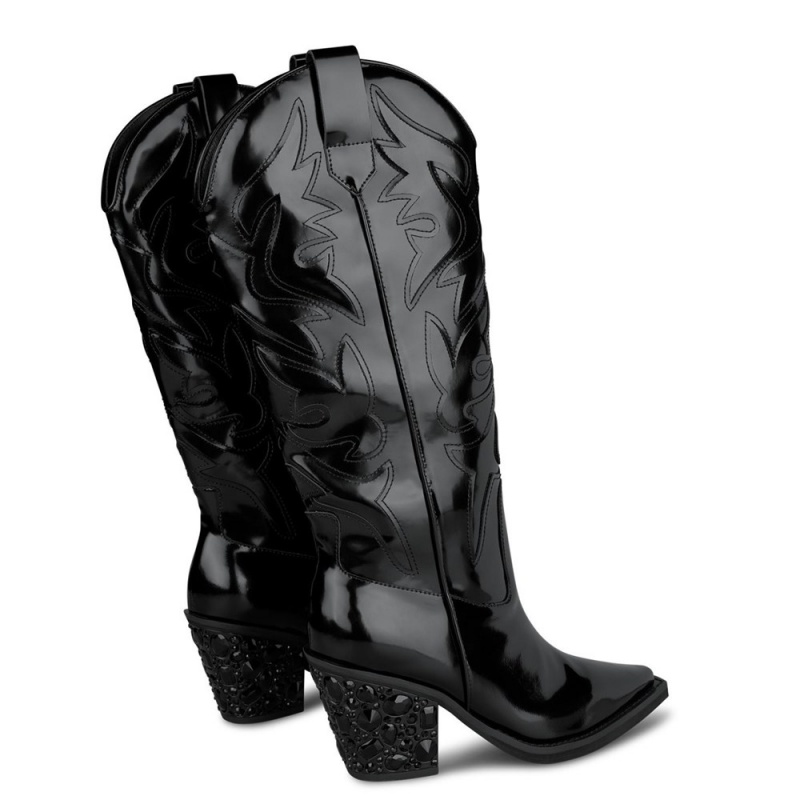 Bottes à Talons Alma En Pena Talons Cowboy Boots Noir Jaune Femme | WCH-32779693